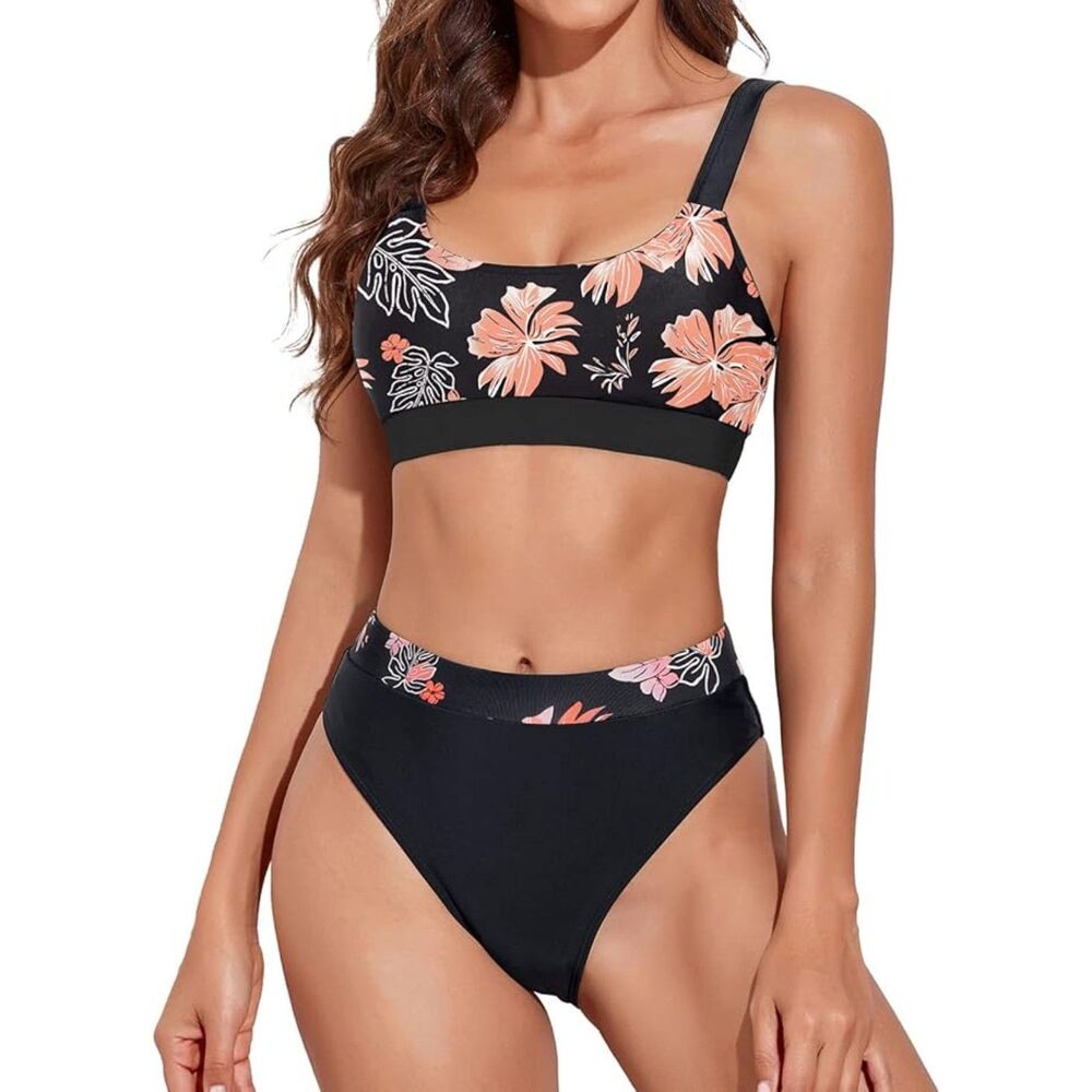 Tempt Me Two Piece High Waisted Bikini Swimsuits with Bottoms Sport Bathing Suit